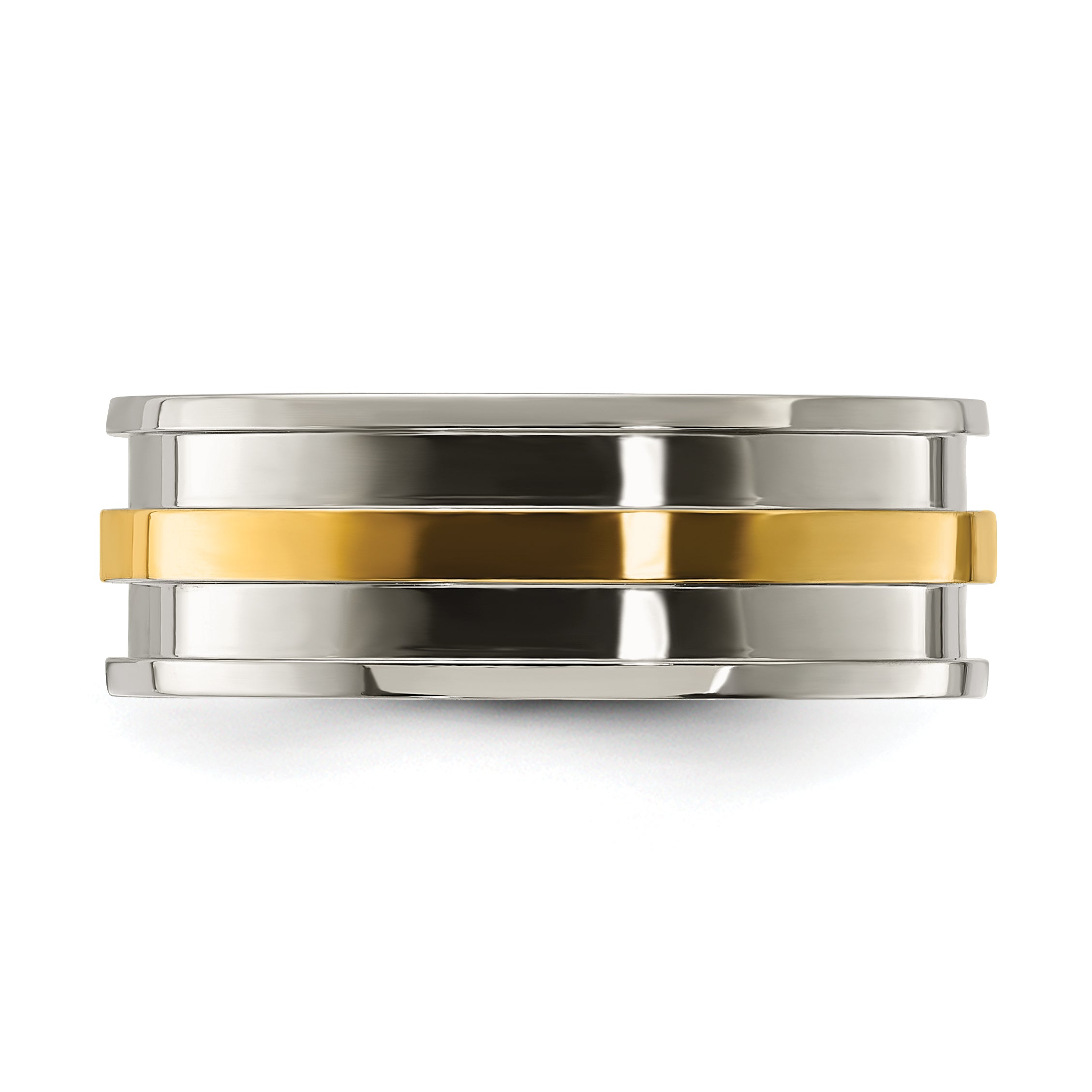Chisel Titanium Polished with Yellow IP-plated Center 8.00mm Band