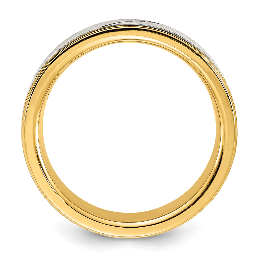 Chisel Titanium Polished Yellow IP-plated with CZ Brushed Center 8.00mm Band