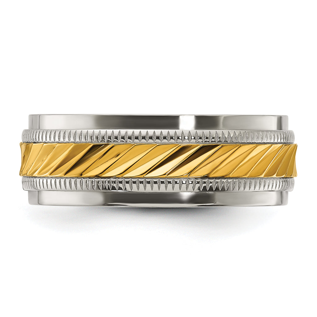 Chisel Titanium Polished with Yellow IP-plated Center 8.00mm Band