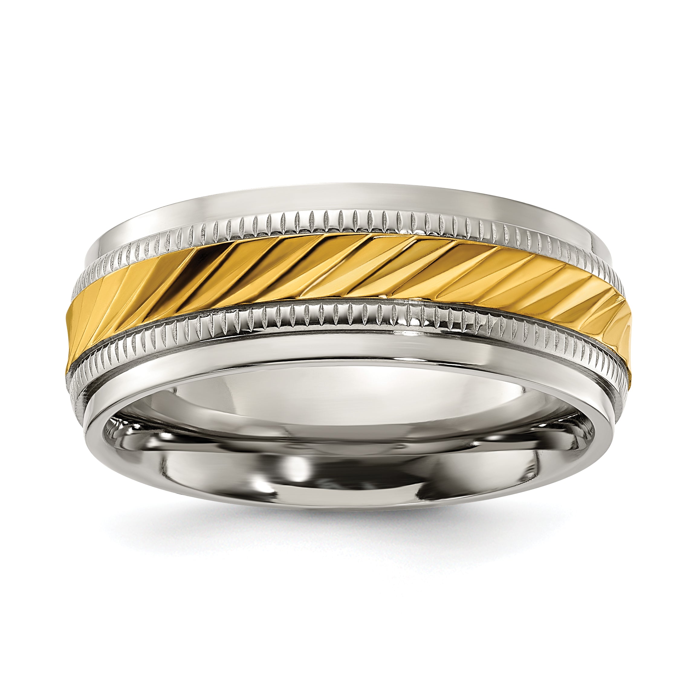 Chisel Titanium Polished with Yellow IP-plated Center 8.00mm Band Main image