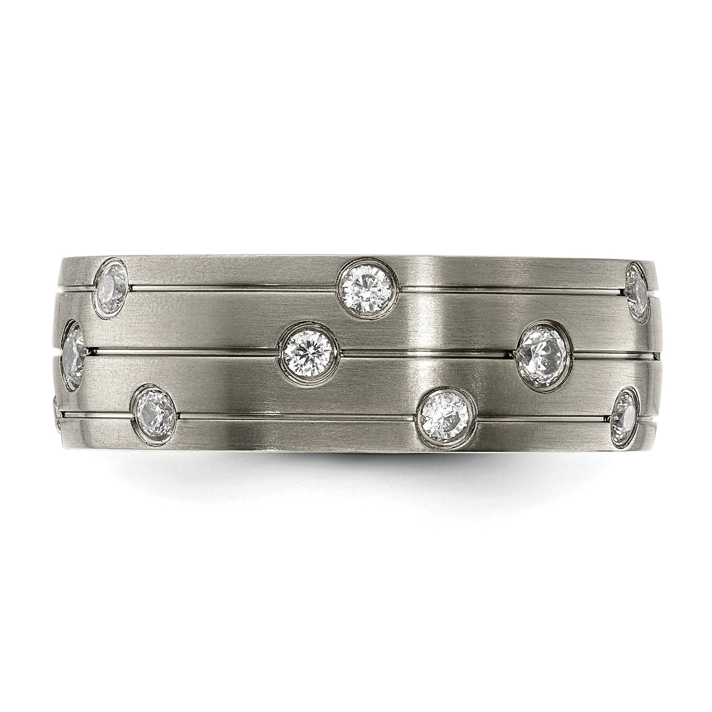 Chisel Titanium Brushed with CZ 8.00mm Band