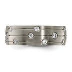 Chisel Titanium Brushed with CZ 8.00mm Band