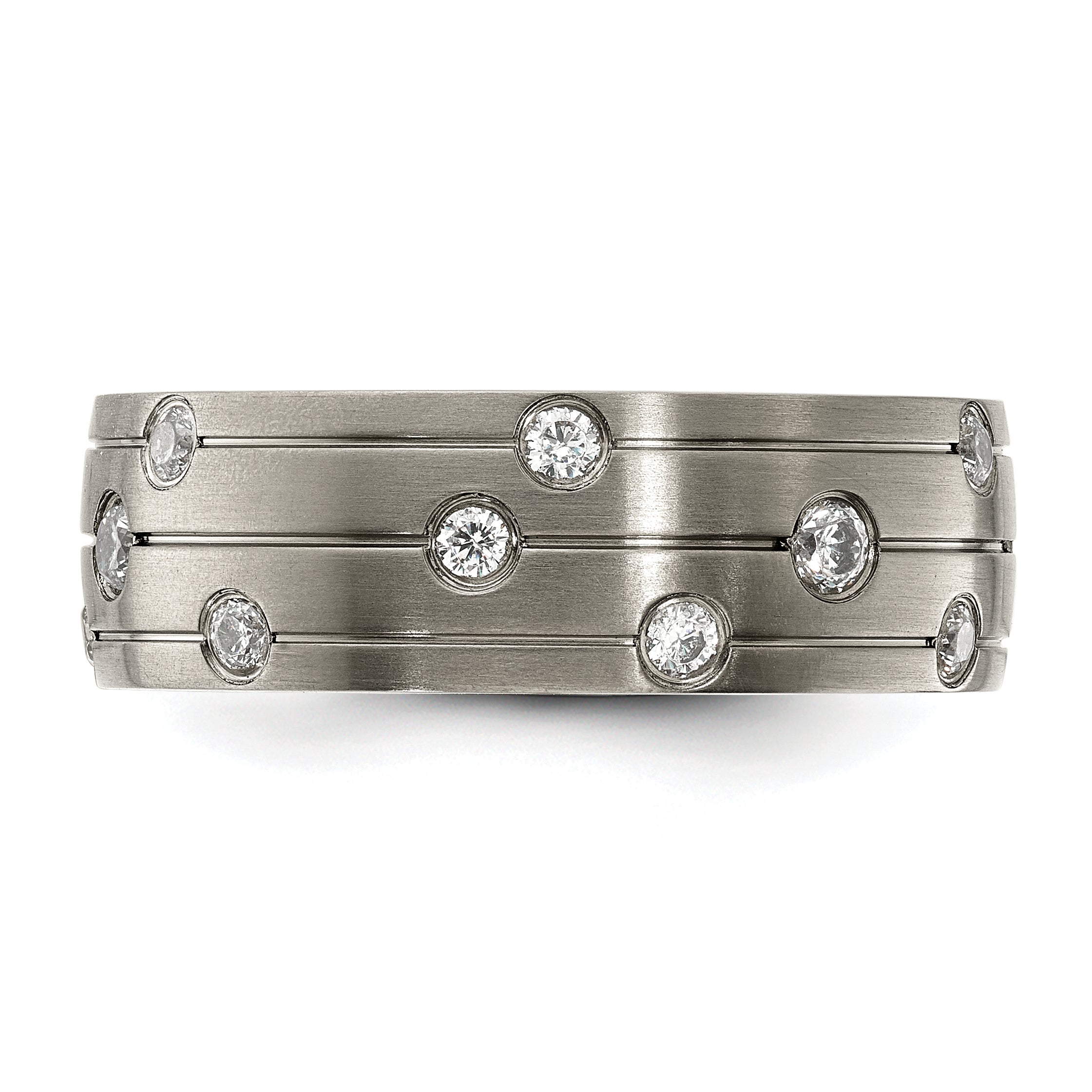 Chisel Titanium Brushed with CZ 8.00mm Band