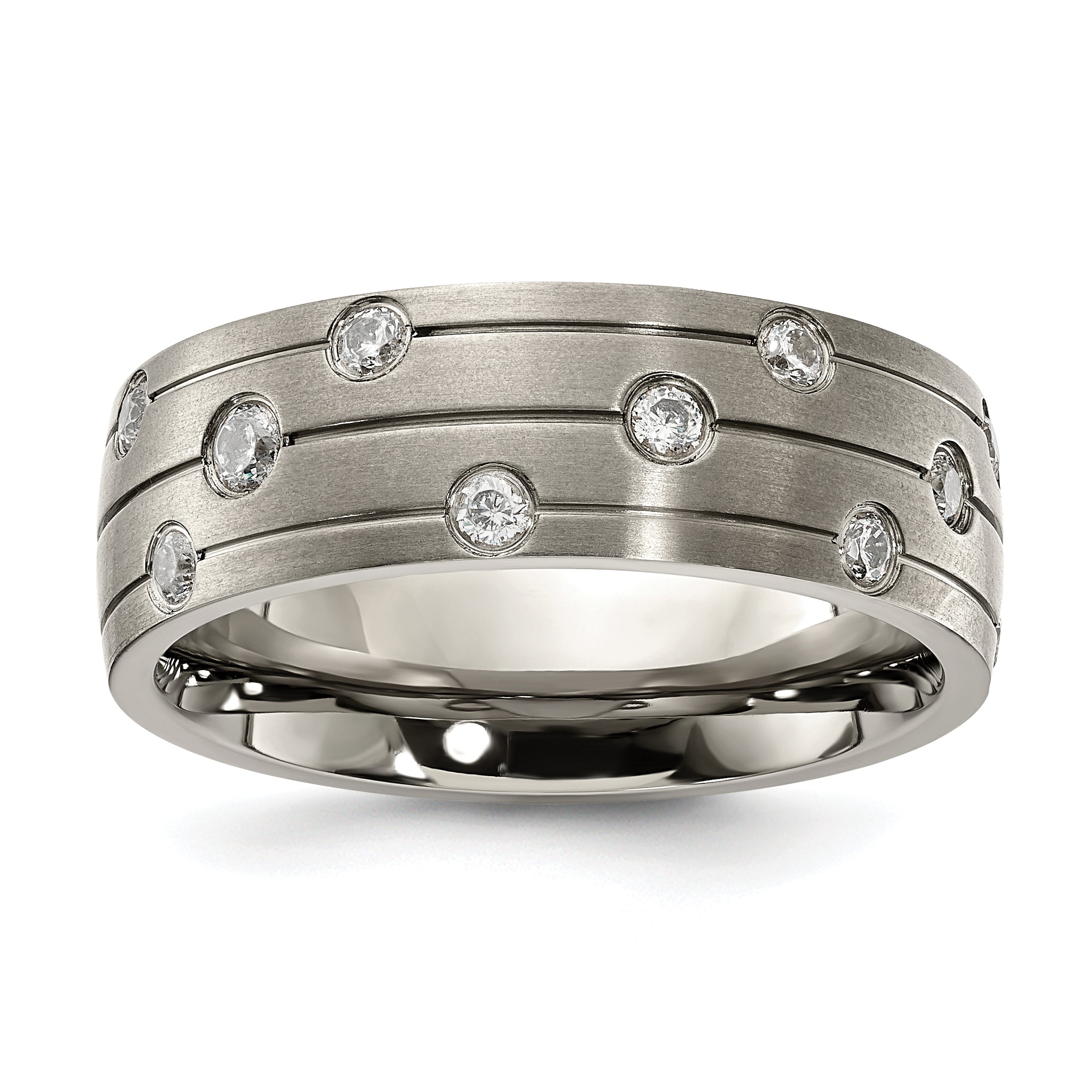 Chisel Titanium Brushed with CZ 8.00mm Band