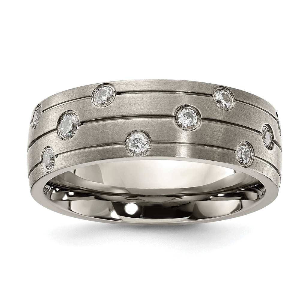 Chisel Titanium Brushed with CZ 8.00mm Band