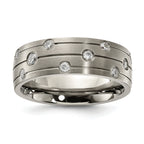 Chisel Titanium Brushed with CZ 8.00mm Band