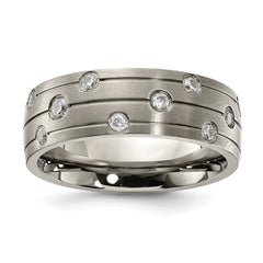 Chisel Titanium Brushed with CZ 8.00mm Band