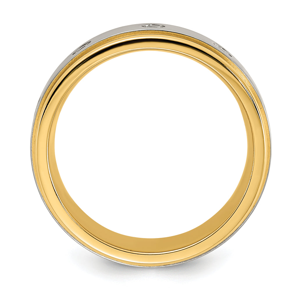 Chisel Titanium Polished with Brushed Center Yellow IP-plated CZ 8.00mm Band