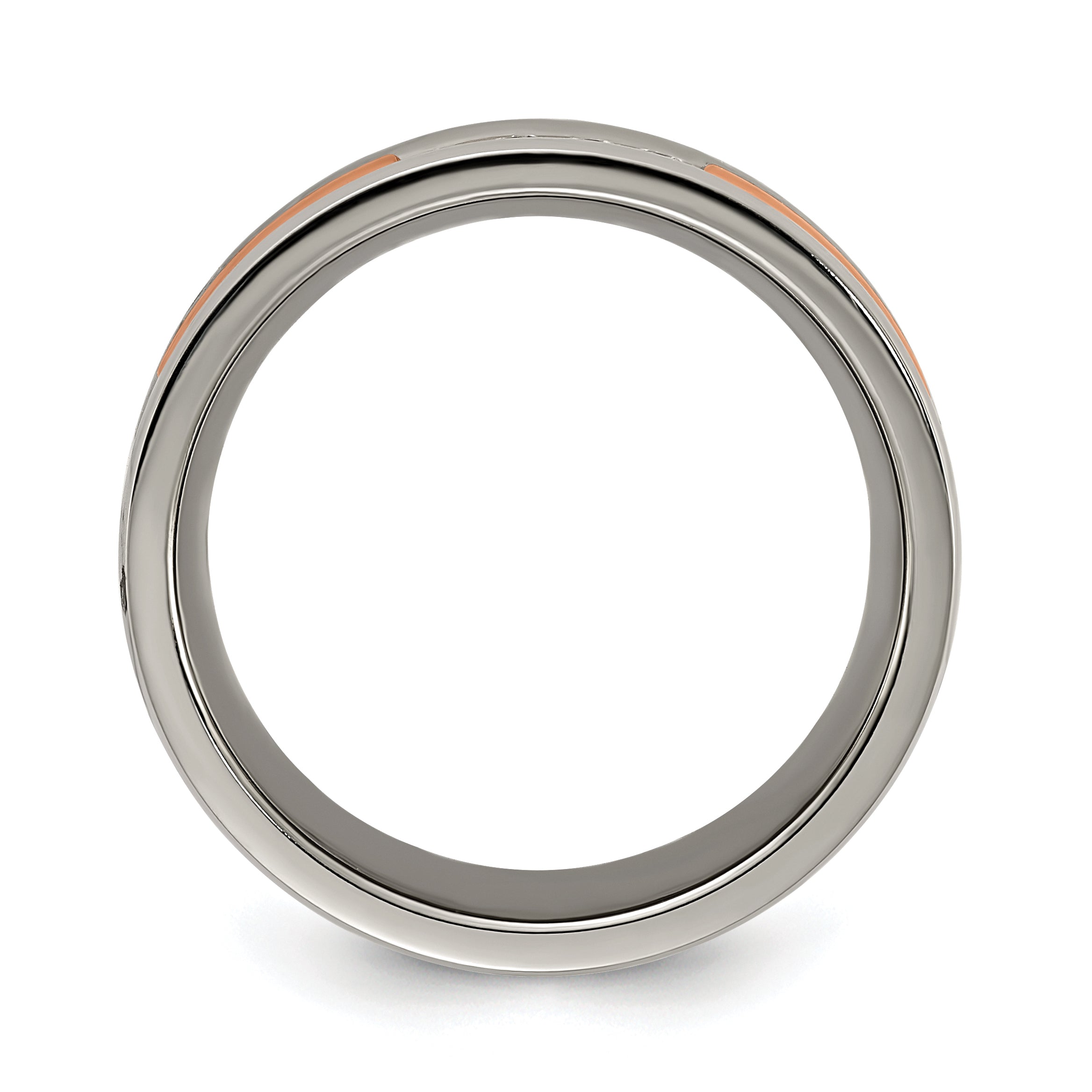 Chisel Titanium Polished Rose IP-plated with CZ 7.00mm Band