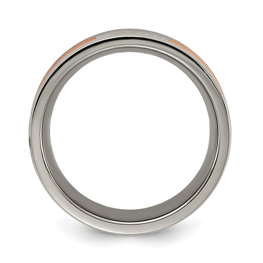 Chisel Titanium Polished Rose IP-plated with CZ 7.00mm Band