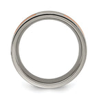 Chisel Titanium Polished Rose IP-plated with CZ 7.00mm Band