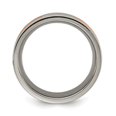 Chisel Titanium Polished Rose IP-plated with CZ 7.00mm Band