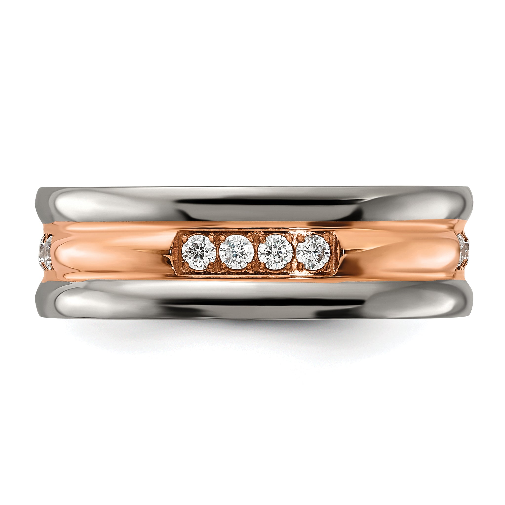 Chisel Titanium Polished Rose IP-plated with CZ 7.00mm Band