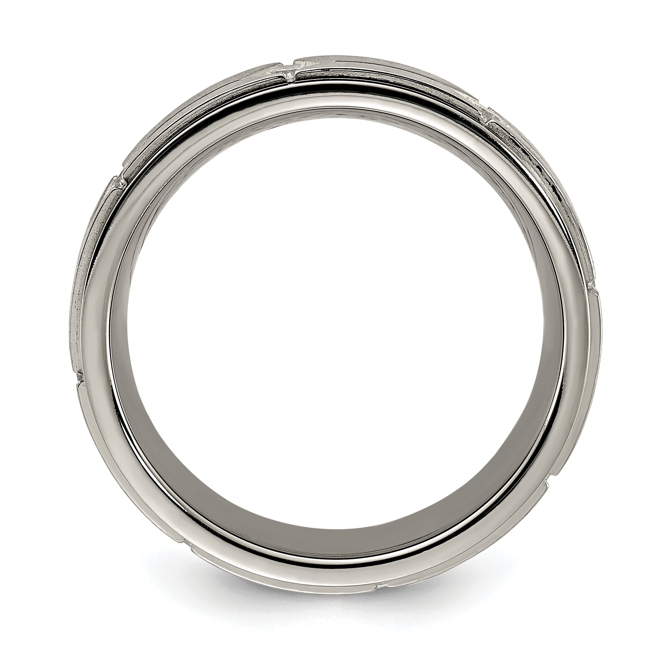 Chisel Titanium Polished with Brushed Center with CZ 7.00mm Band