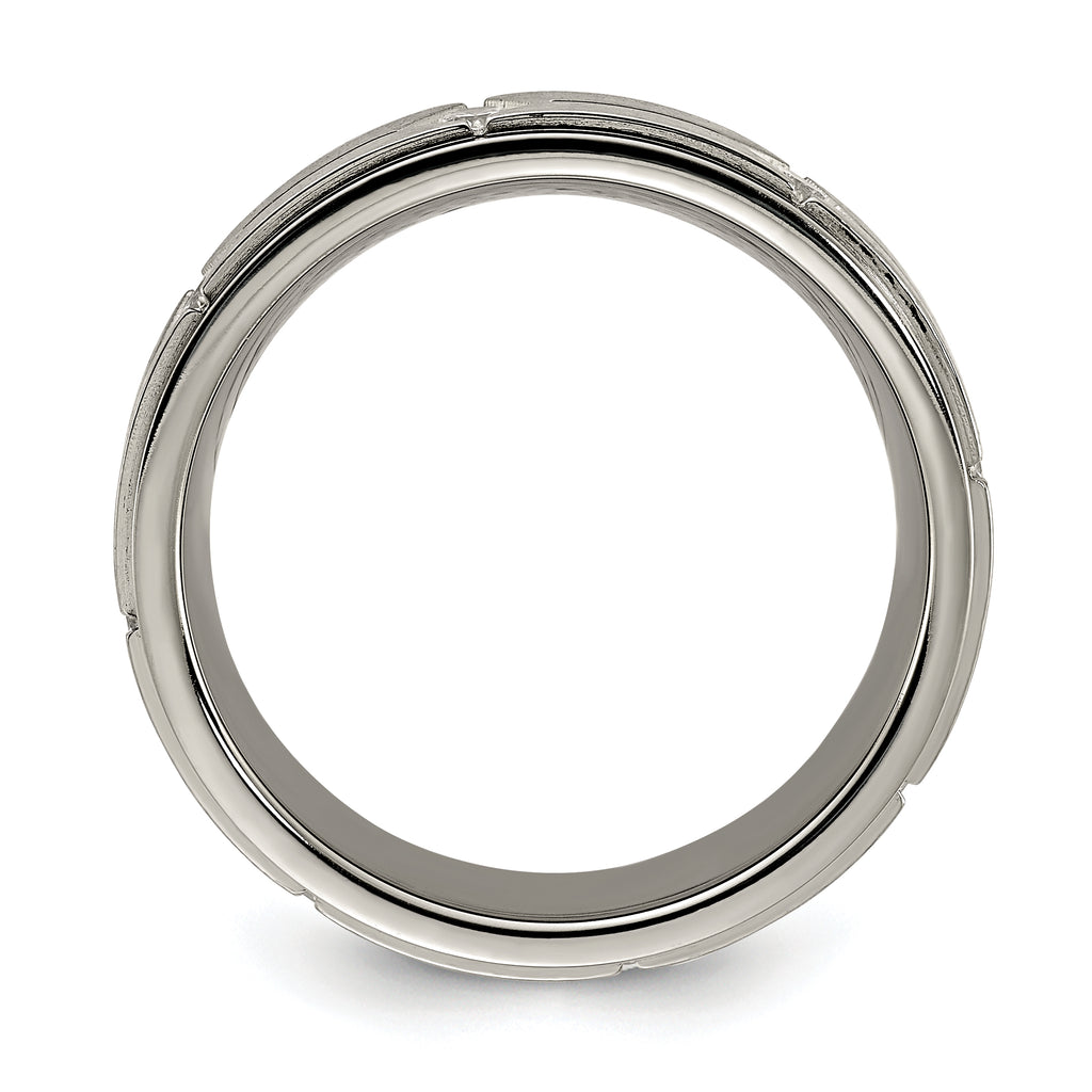 Chisel Titanium Polished with Brushed Center with CZ 7.00mm Band