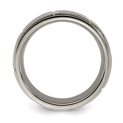 Chisel Titanium Polished with Brushed Center with CZ 7.00mm Band
