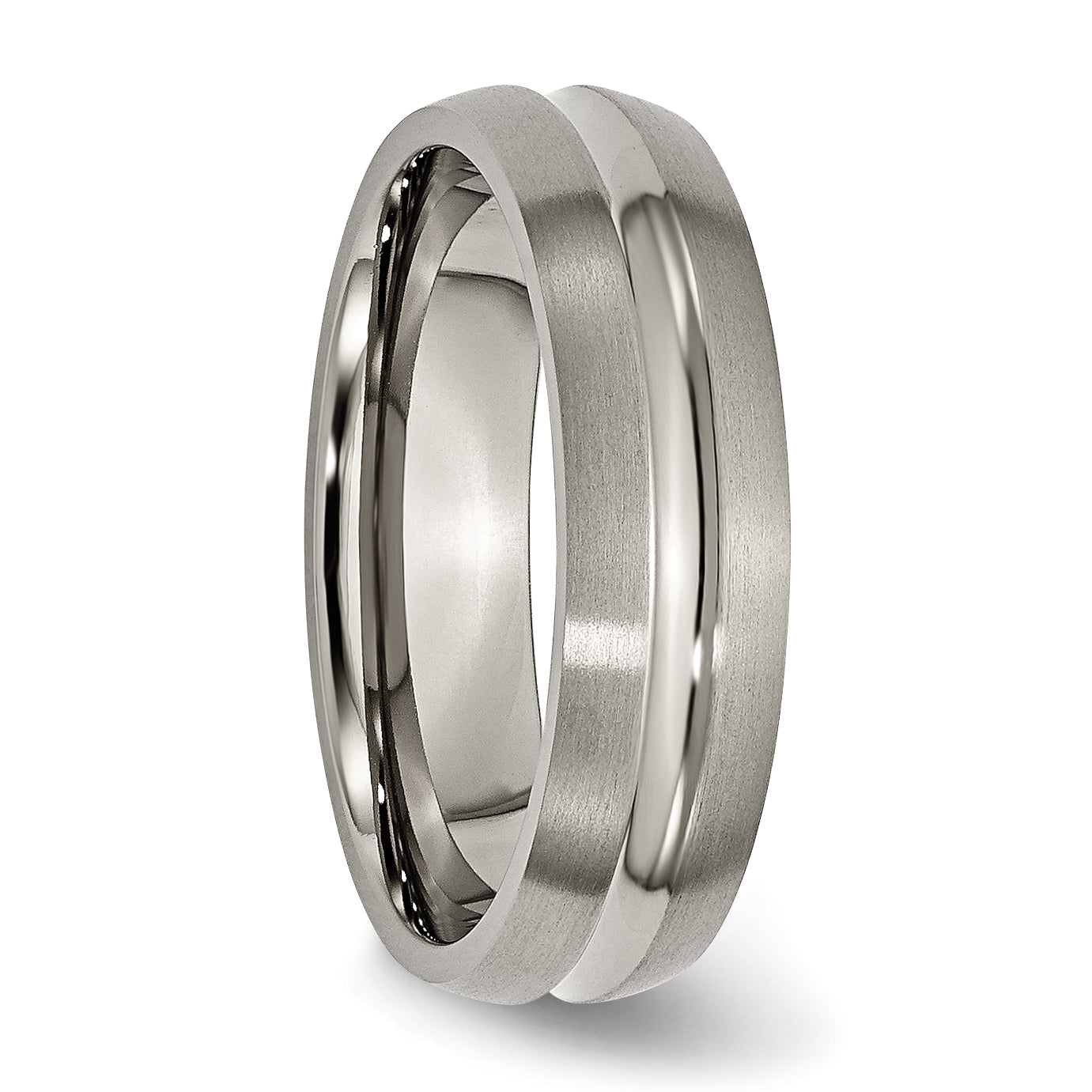 Chisel Titanium Brushed and Polished 6mm Grooved Band