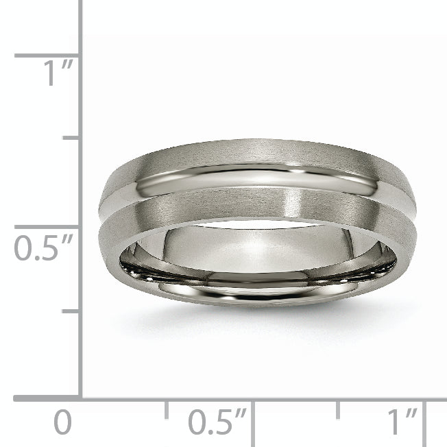 Chisel Titanium Brushed and Polished 6mm Grooved Band