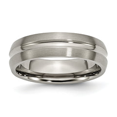 Chisel Titanium Brushed and Polished 6mm Grooved Band