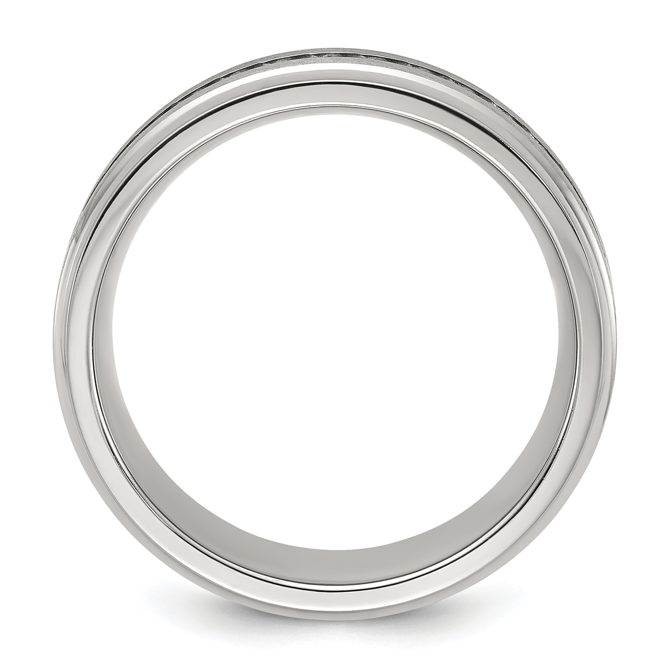 CZ Wedding Band in Titanium with Brushed Center, 7mm Secondary image