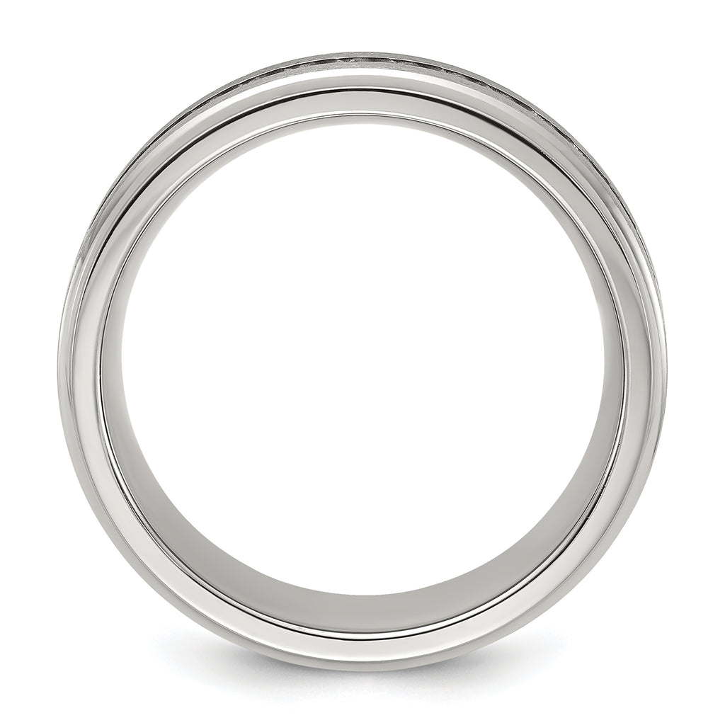 Chisel Titanium Polished with Brushed Center and CZ 7mm Band