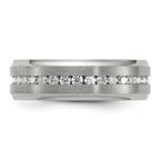 Chisel Titanium Polished with Brushed Center and CZ 7mm Band