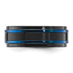 Chisel Titanium Brushed and Polished Black and Blue IP-plated 8mm Band