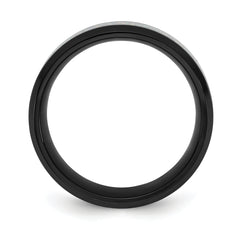 Chisel Titanium Polished Black IP-plated Multi-color Opal Inlay 8mm Band