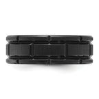 Chisel Titanium Brushed and Polished Black IP-plated Notched 8mm Band
