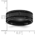 Chisel Titanium Brushed and Polished Black IP-plated Notched 8mm Band