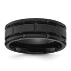 Chisel Titanium Brushed and Polished Black IP-plated Notched 8mm Band