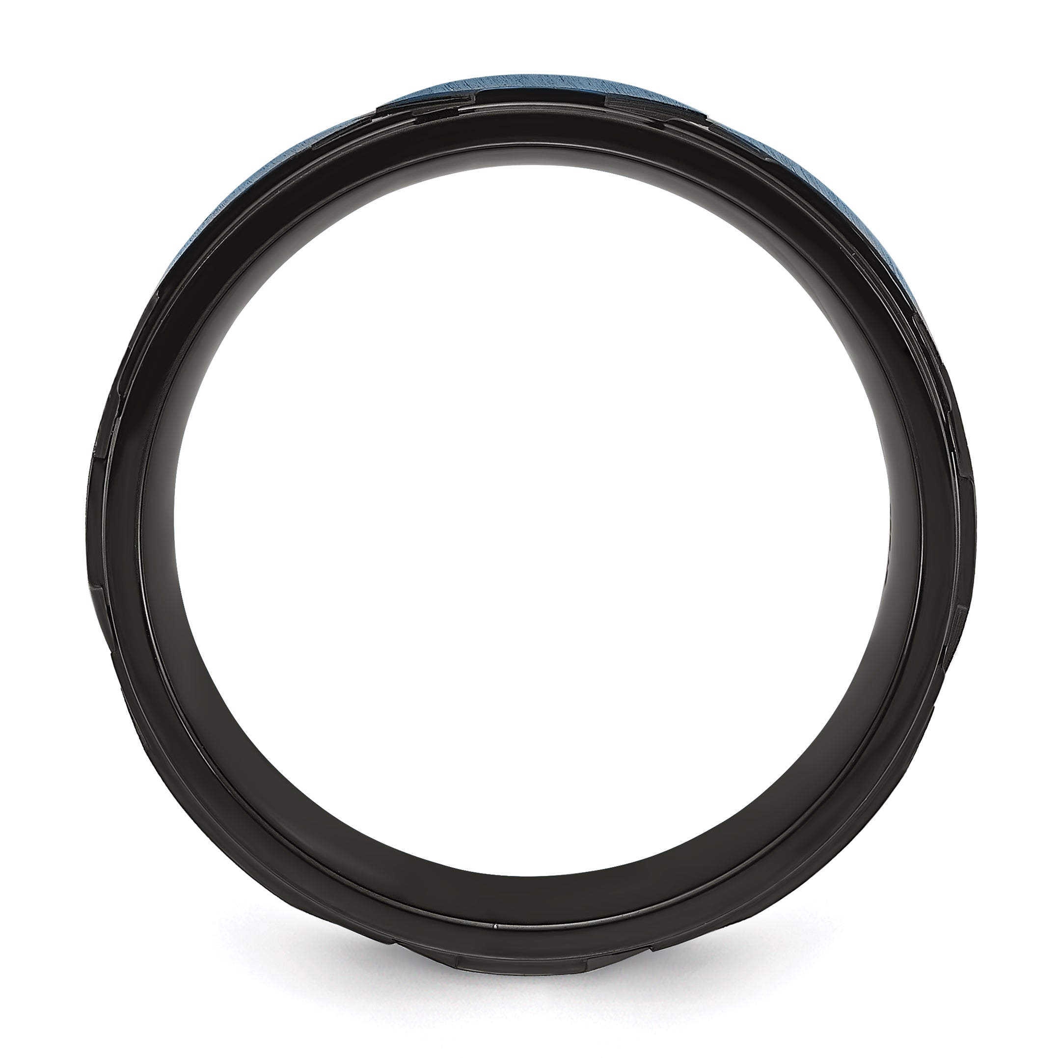 Chisel Titanium Brushed and Polished Black and Blue IP-plated 8mm Band