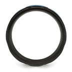 Chisel Titanium Brushed and Polished Black and Blue IP-plated 8mm Band