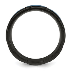 Chisel Titanium Brushed and Polished Black and Blue IP-plated 8mm Band