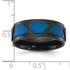 Chisel Titanium Brushed and Polished Black and Blue IP-plated 8mm Band