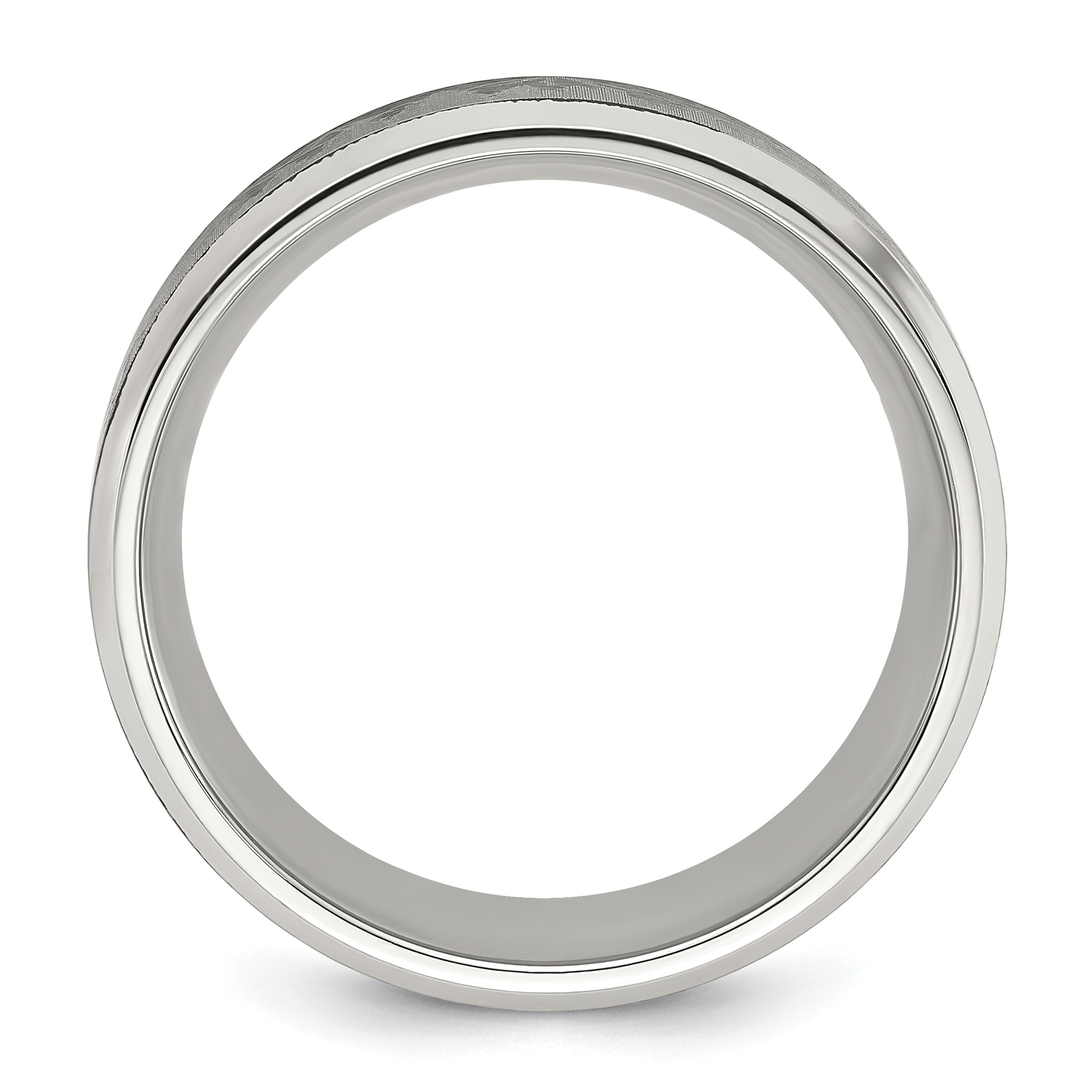 Chisel Titanium with Brushed Center Laser Design Mountains 8mm Band