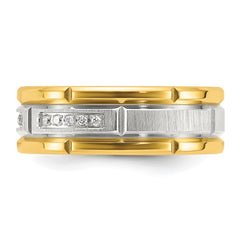 Chisel Titanium Polished with Brushed Center Yellow IP-plated CZ 8mm Band