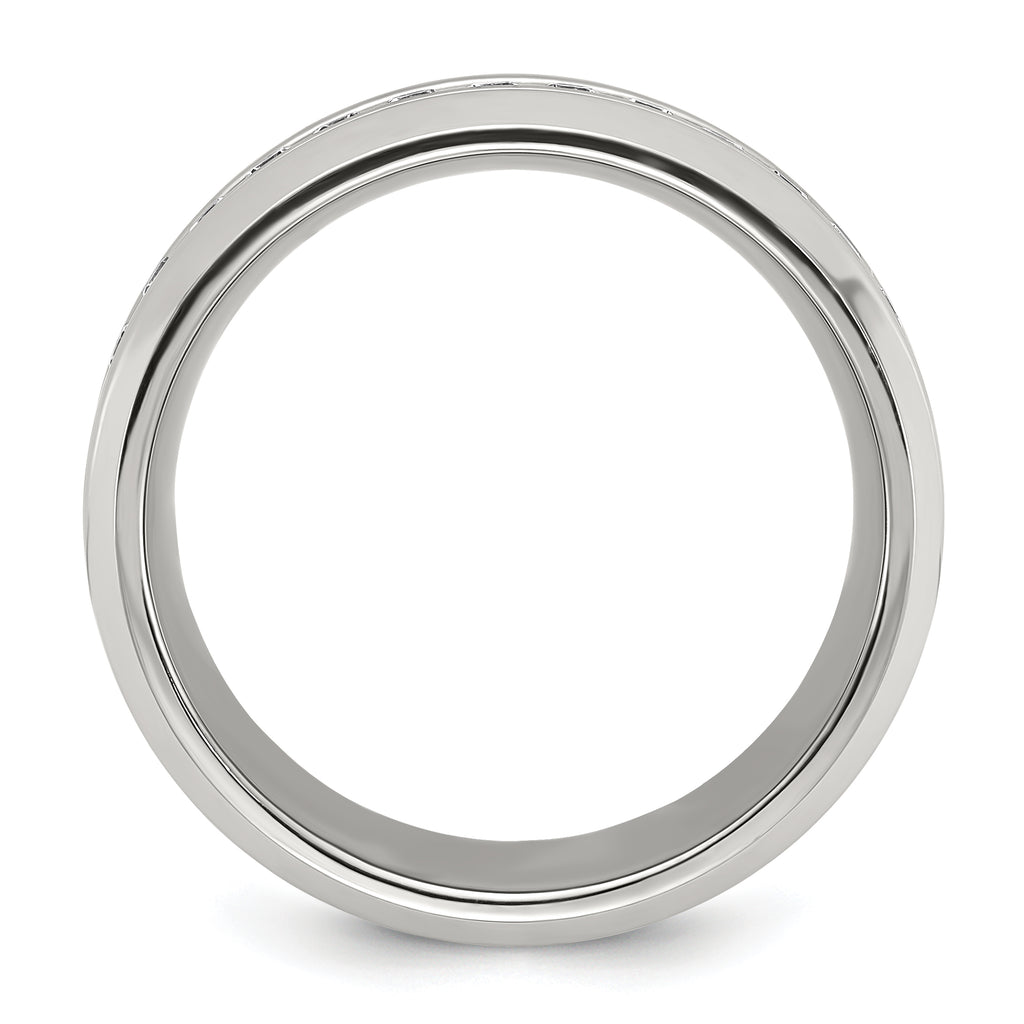Chisel Titanium Polished with CZ 8mm Band