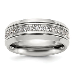 Chisel Titanium Polished with CZ 8mm Band