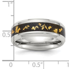 Chisel Titanium Polished with Black and Gold Foil Inlay 8mm Band