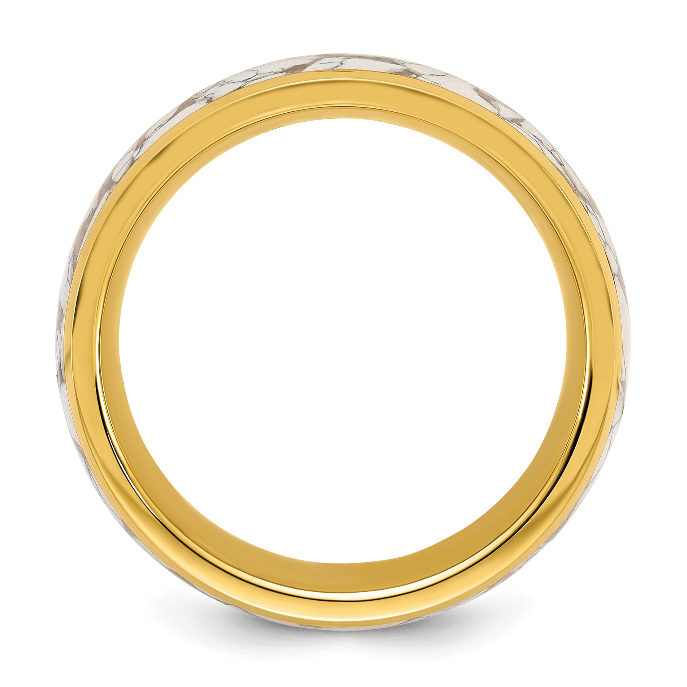 Chisel Titanium Polished Yellow IP-plated with Ceramic Fragments Inlay 8mm Band
