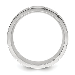 Chisel Titanium Brushed and Polished Grooved 8mm Band