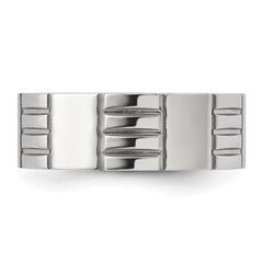 Chisel Titanium Brushed and Polished Grooved 8mm Band