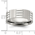 Chisel Titanium Brushed and Polished Grooved 8mm Band