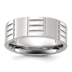Chisel Titanium Brushed and Polished Grooved 8mm Band
