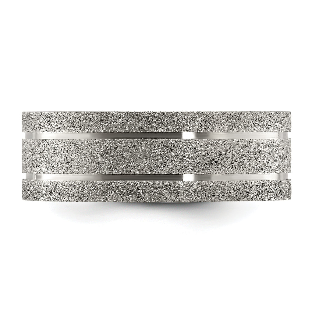 Chisel Titanium Polished Laser-cut Grooved 8mm Band