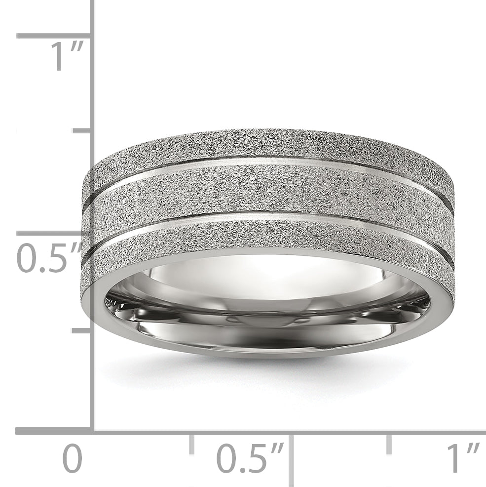 Chisel Titanium Polished Laser-cut Grooved 8mm Band