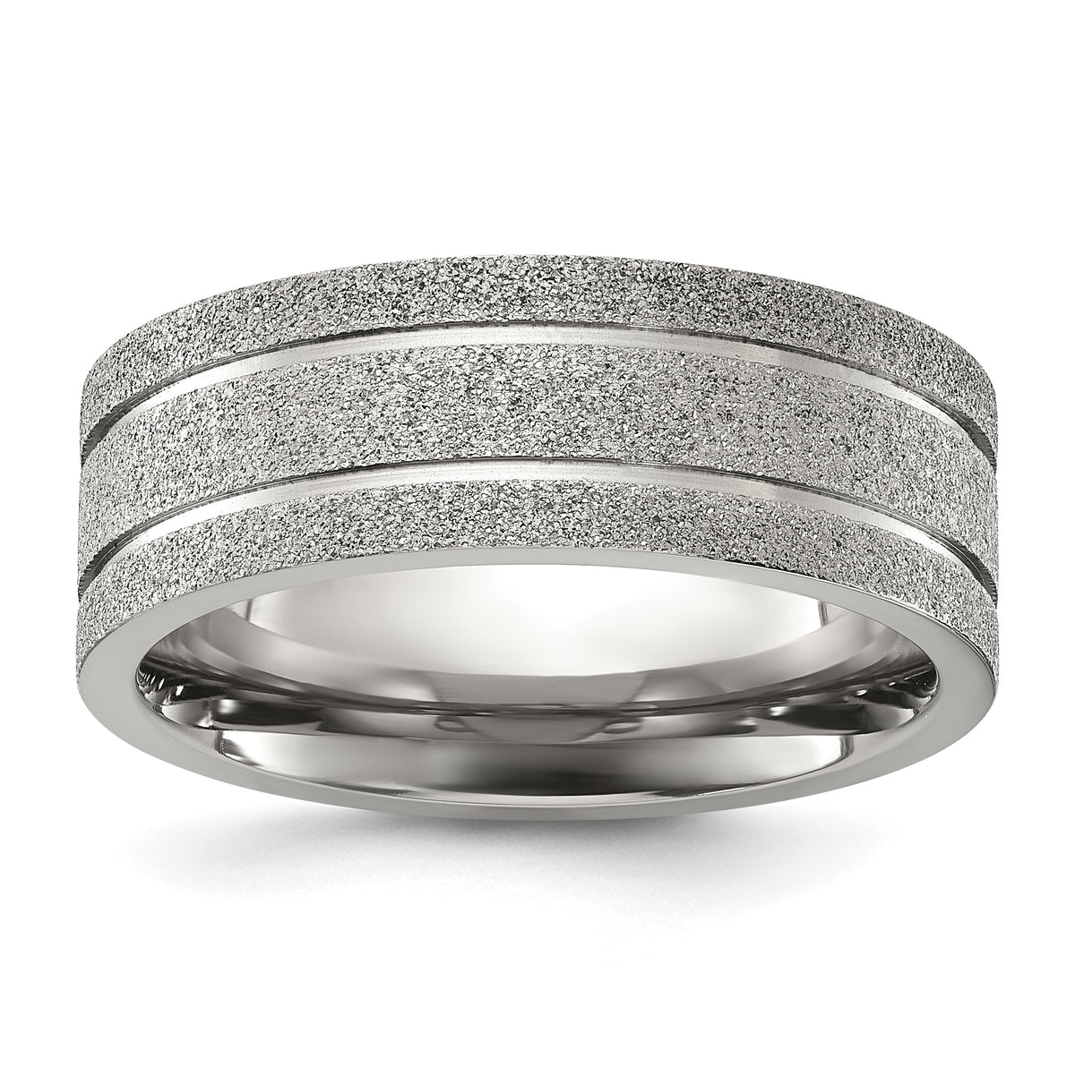 Chisel Titanium Polished Laser-cut Grooved 8mm Band