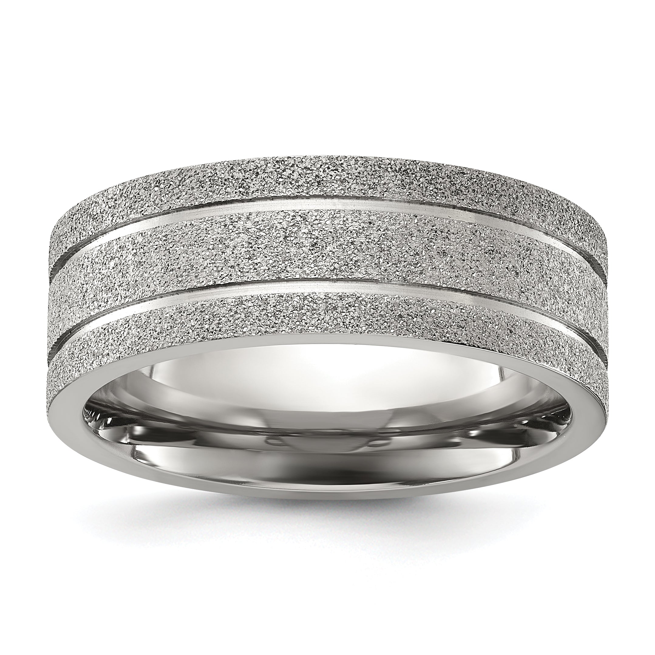 Chisel Titanium Polished Laser-cut Grooved 8mm Band Secondary image