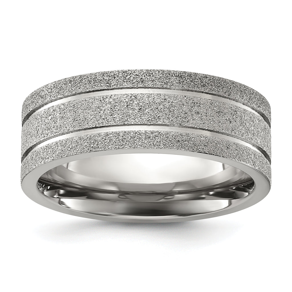 Chisel Titanium Polished Laser-cut Grooved 8mm Band